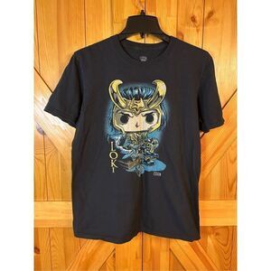 LOKI FUNKO POP T-SHIRT Marvel Comics Black Throne Short Sleeve Size Medium (8338